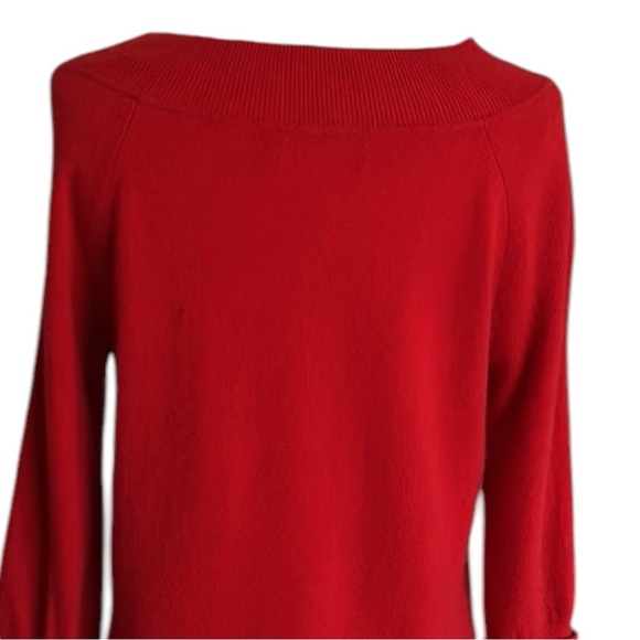 JONES New York Vintage 90s Red Cashmere Sweater Preppy Elevated Classic Medium - Picture 8 of 14